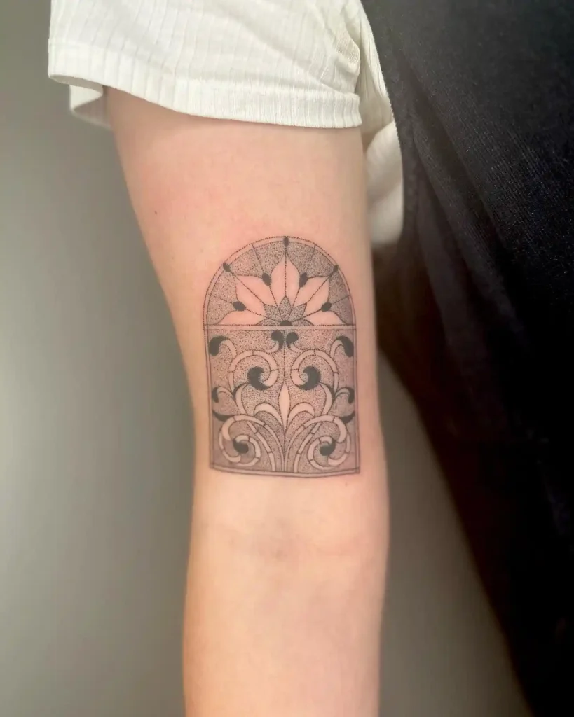 Ornate Arched Window on Inner Arm