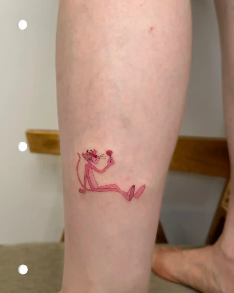 Pink Panther Character Design on Lower Leg