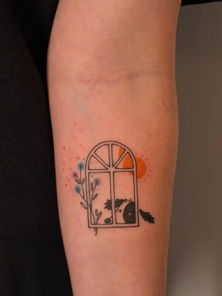 Playful Dog Peeking Through Window on Inner Forearm