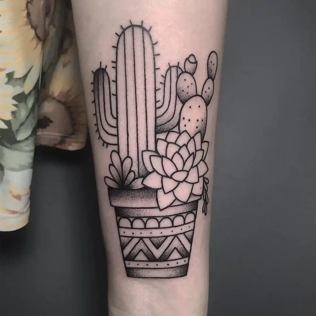 Potted Desert Plant Arrangement on Forearm