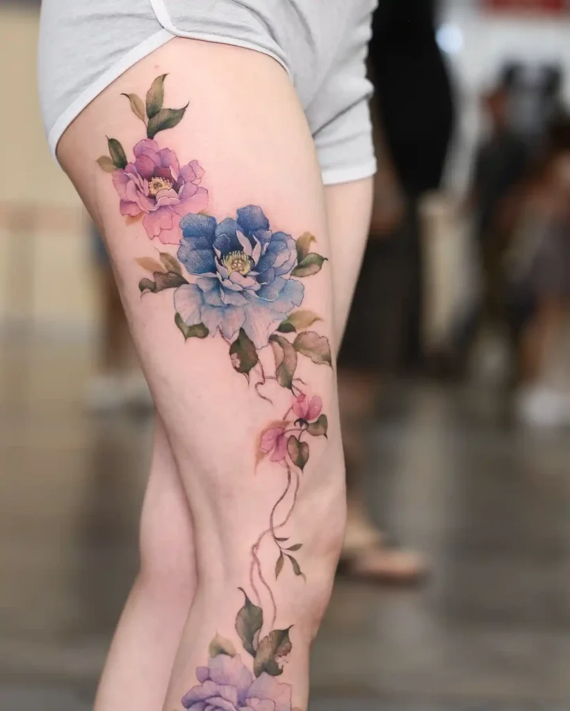 Purple Peony and Gemstone Chandelier on Thigh