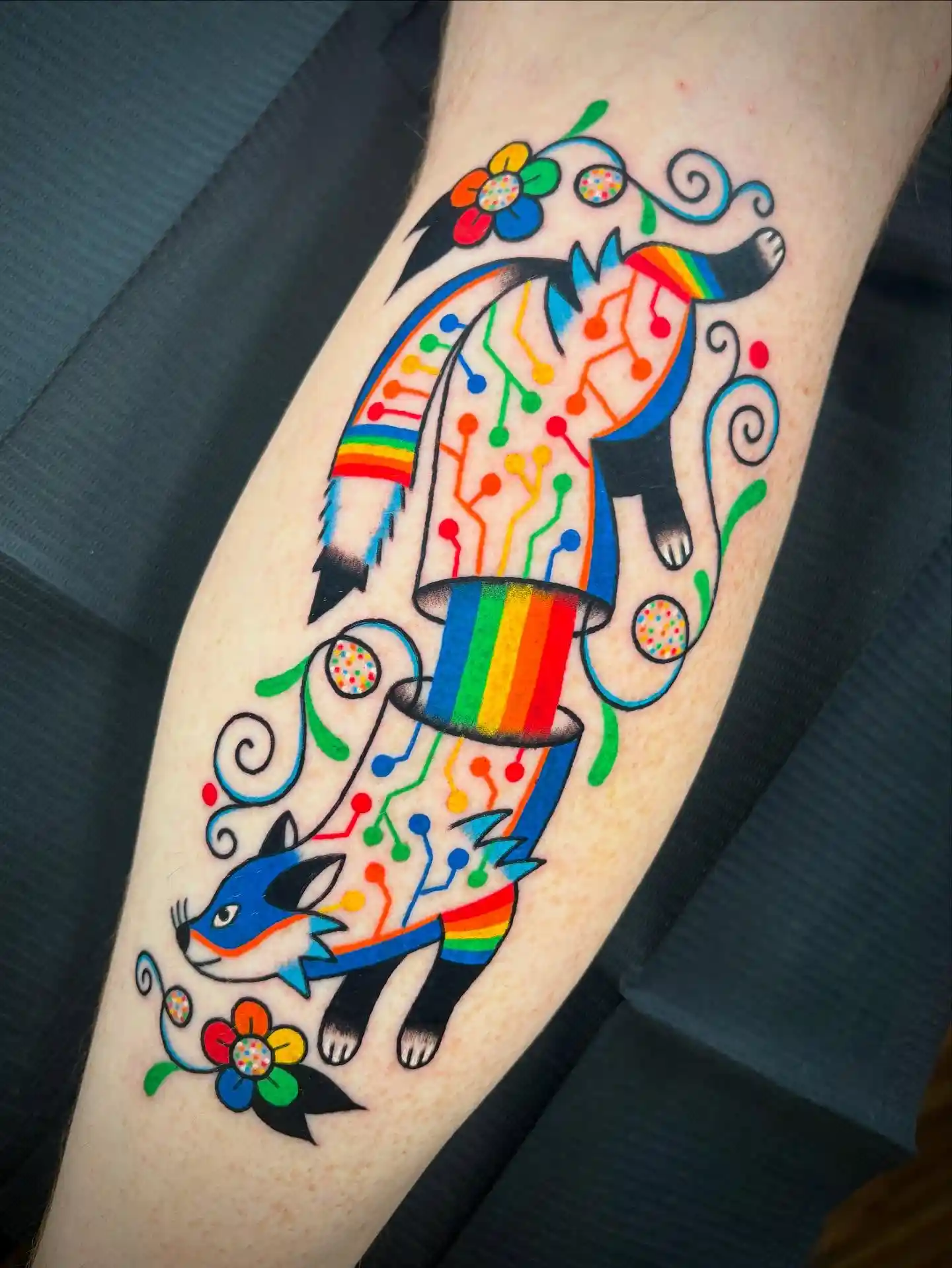 Rainbow Circuit Fox on Lower Leg