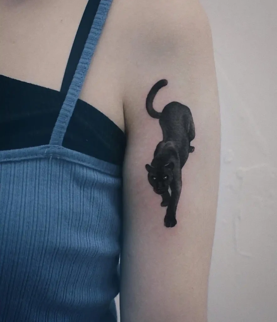 Realistic Prowling Panther on Upper Arm