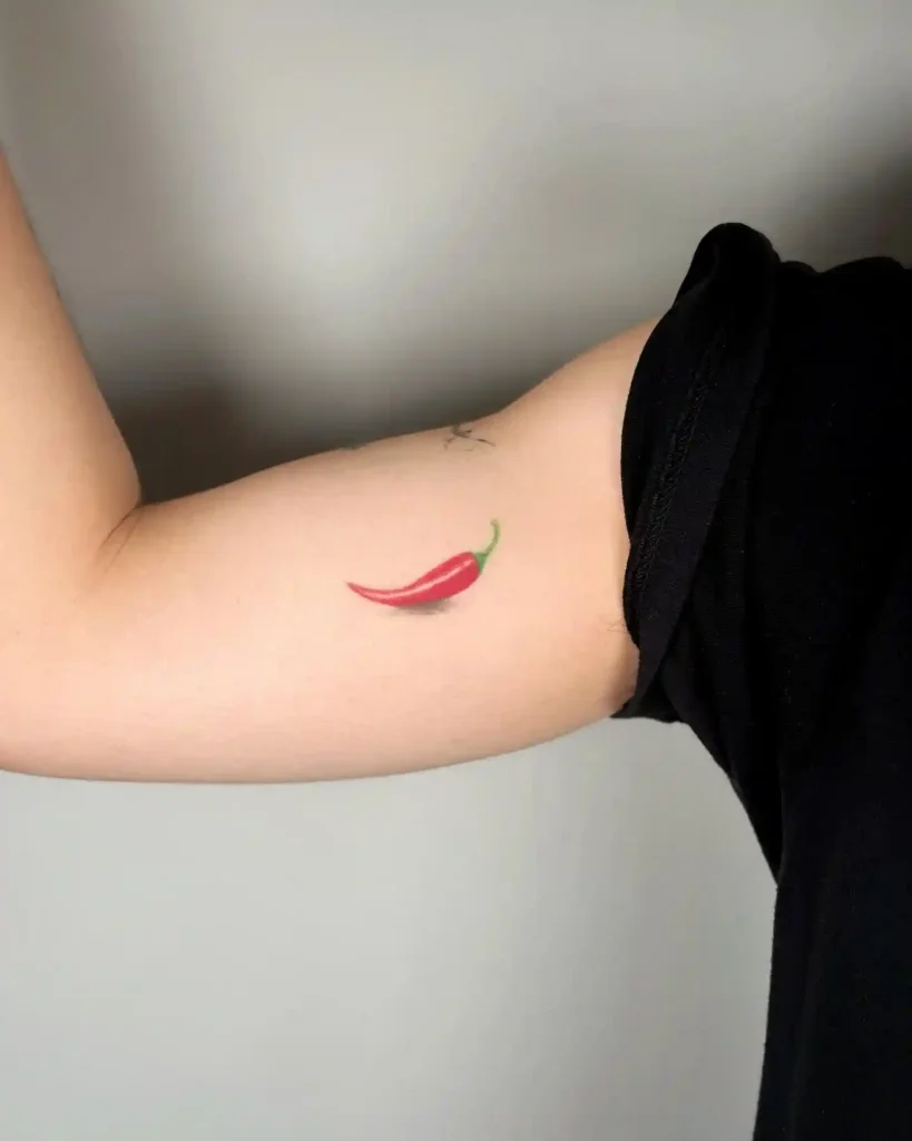 Realistic Red Chili Pepper on Inner Arm