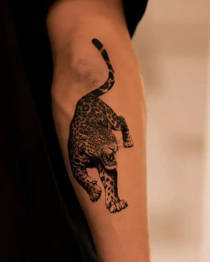 Realistic Snarling Leopard on Forearm