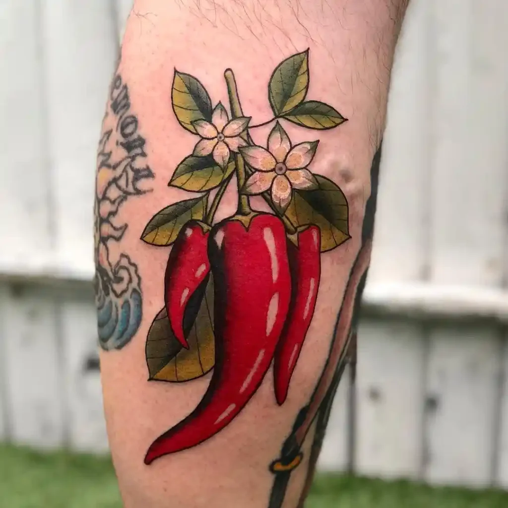 Red Chili Pepper Plant on Calf