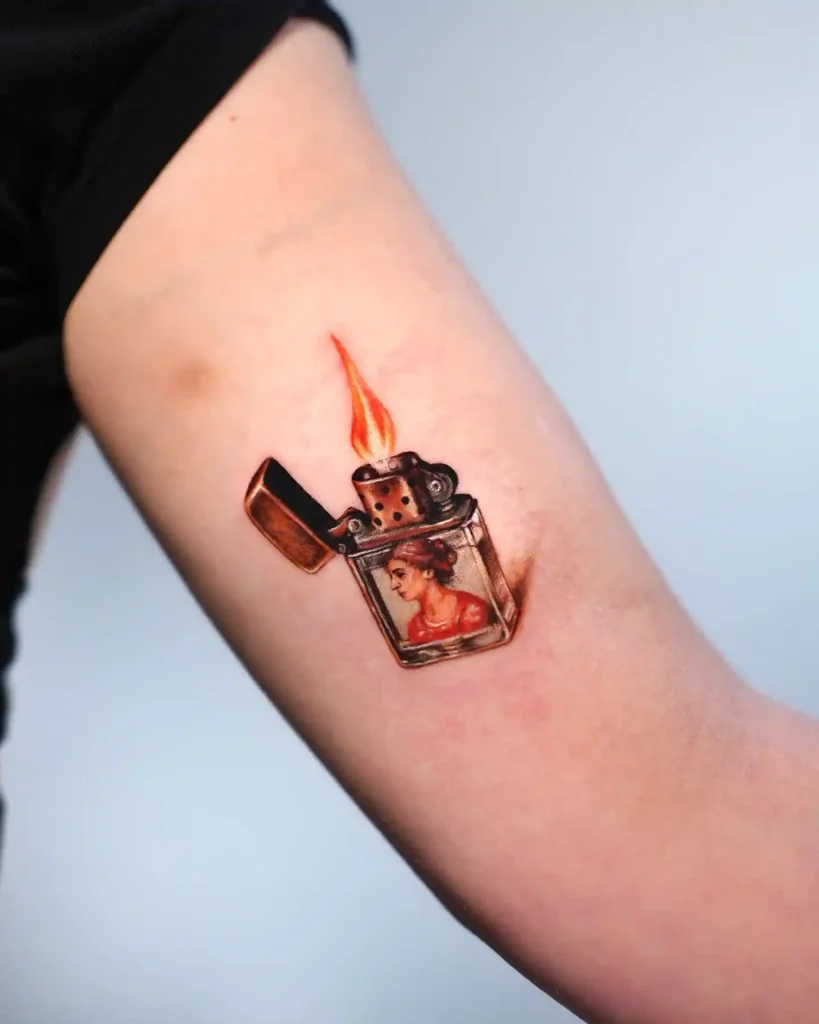 Renaissance Portrait Flip Lighter on Arm