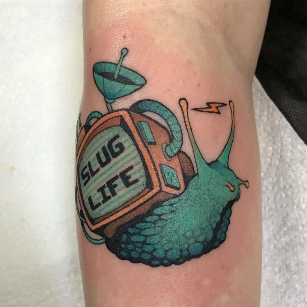Retro TV Slug on Arm
