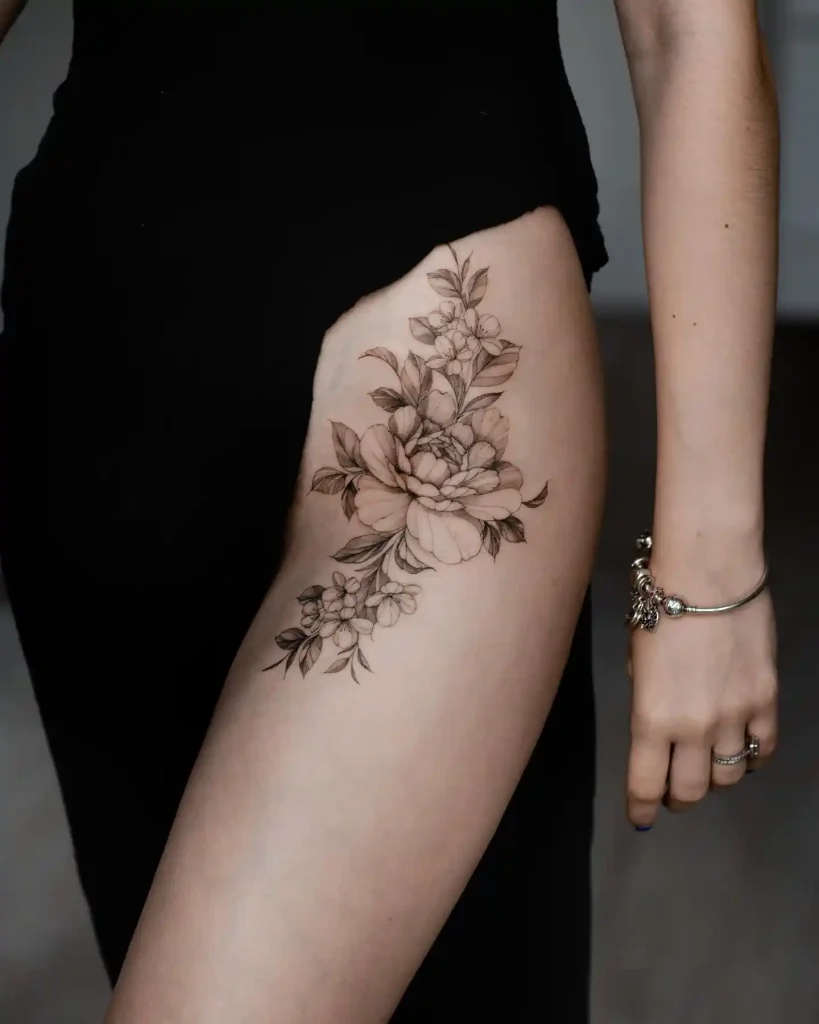 Shaded Botanical Cluster on Thigh