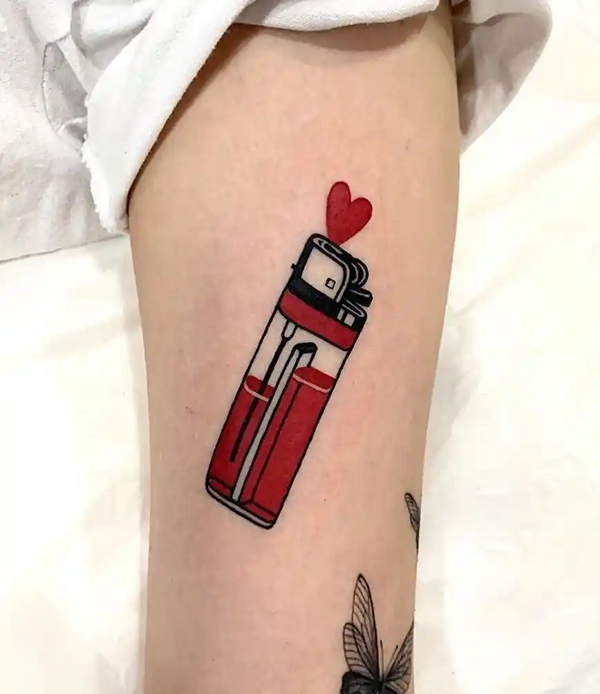 Simple Red Lighter with Heart on Arm