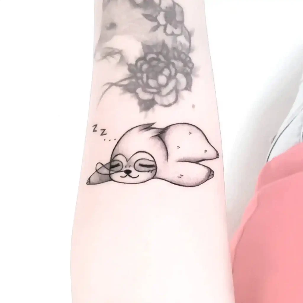 Sleeping Sloth Tattoo on Forearm