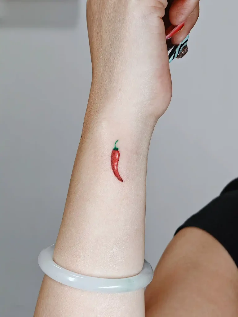 Small Red Chili Pepper on Inner Wrist