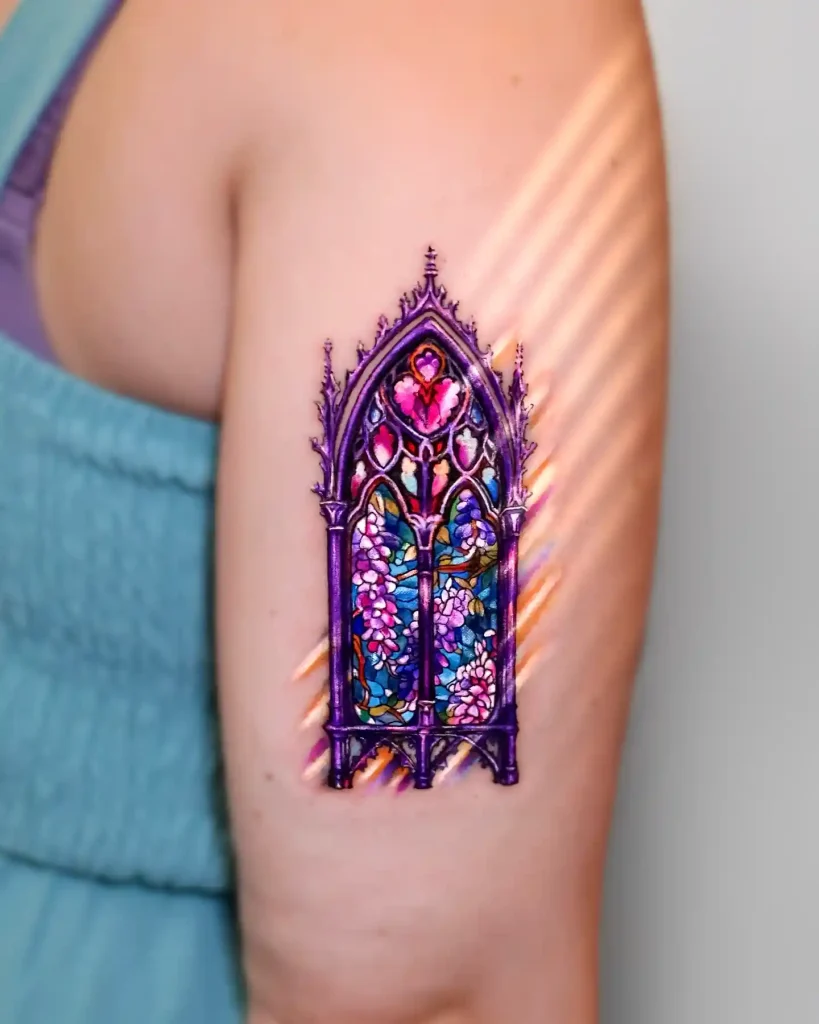 Stained Glass Cathedral Window on Upper Arm
