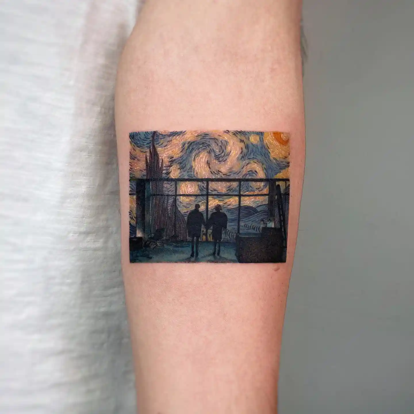 Starry Night Fight Club Scene on Forearm