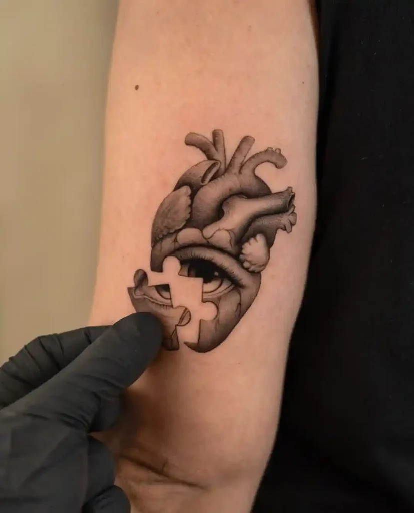 Surreal Heart and Eye on Forearm