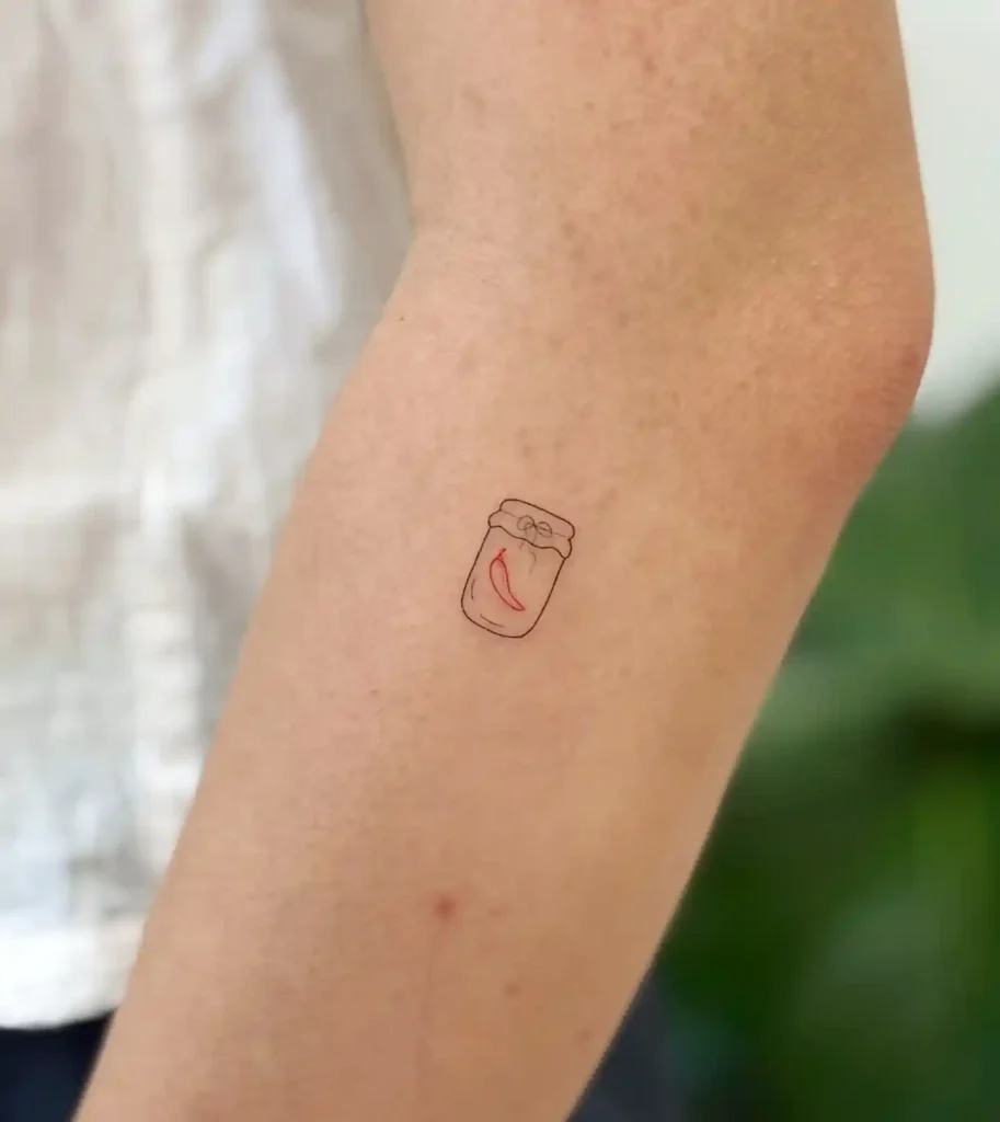 Tiny Chili Pepper Jar on Forearm