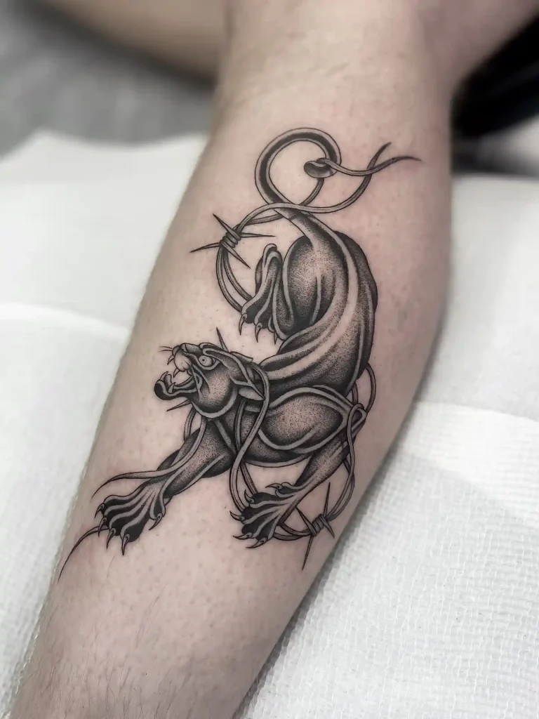 Traditional Panther with Barbed Wire on Lower Leg