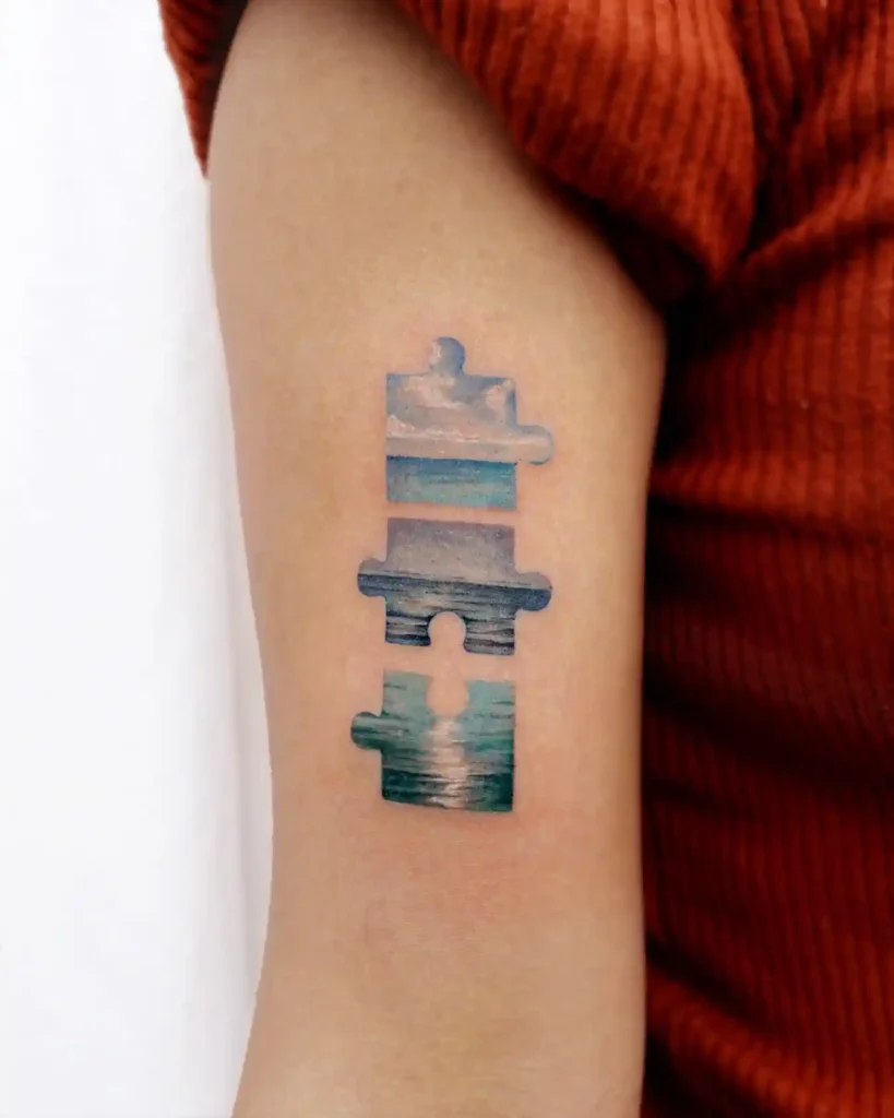 Vertical Seascape Trio on Upper Arm