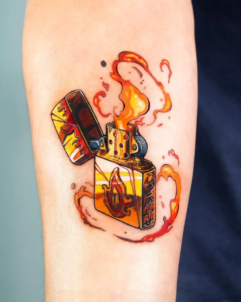 Vibrant Anime Style Lighter on Forearm