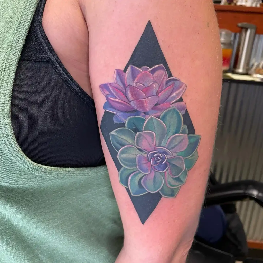 Vibrant Echeveria Duo on Upper Arm