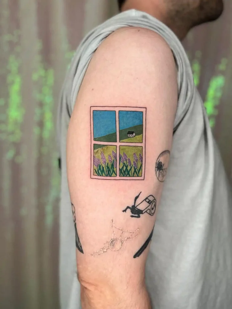 Window Landscape Scene on Upper Arm