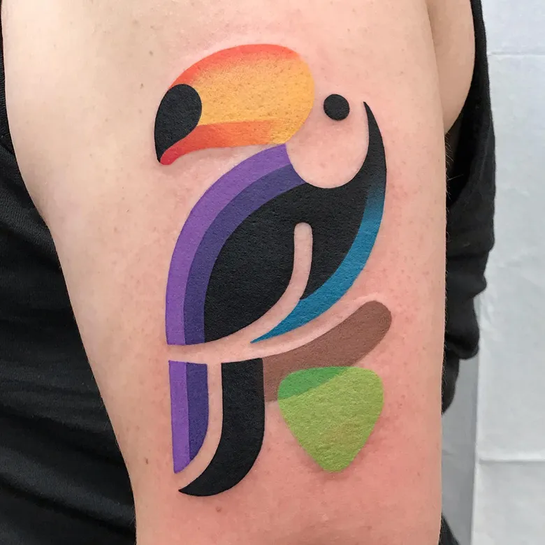 Abstract Color Block Toucan Tatto