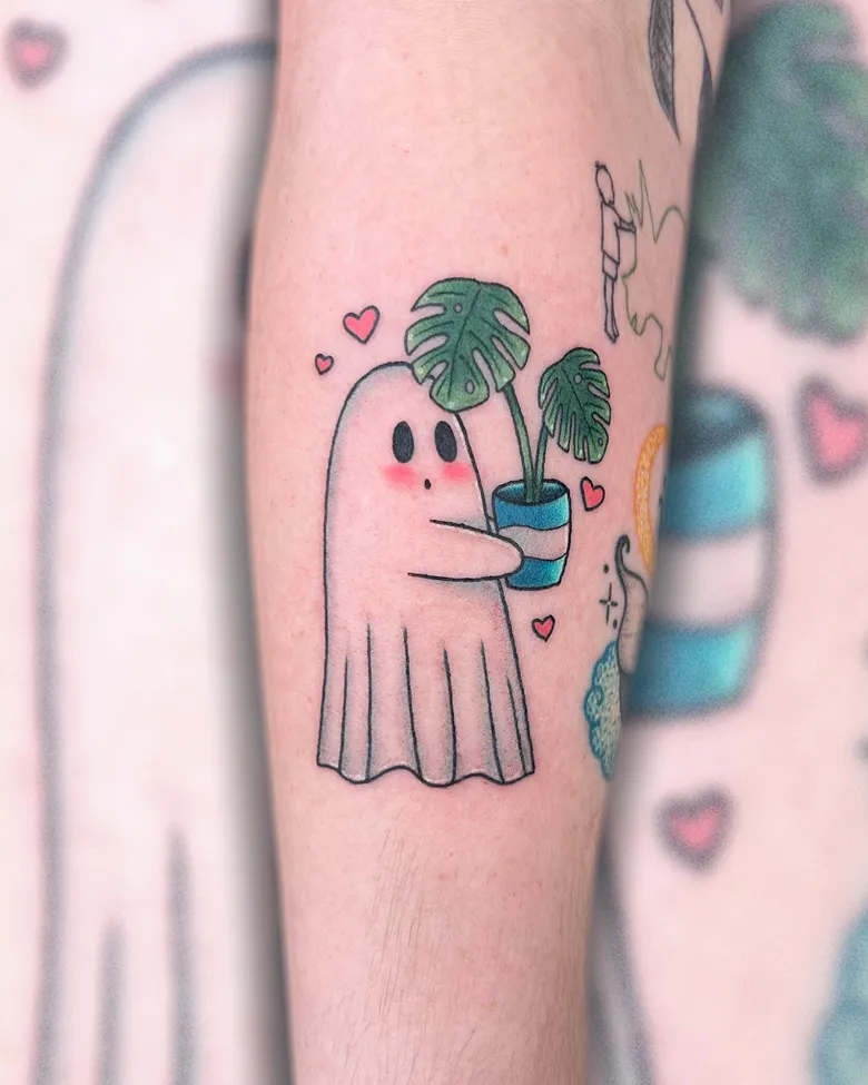 Adorable Ghost Plant Lover Tattoo