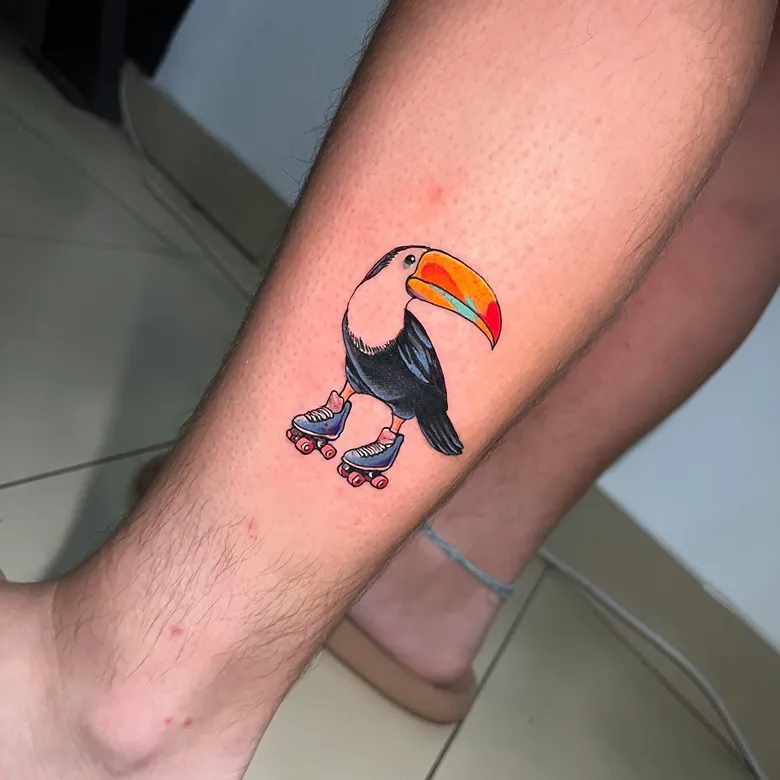 Adorable Skater Toucan Tattoo