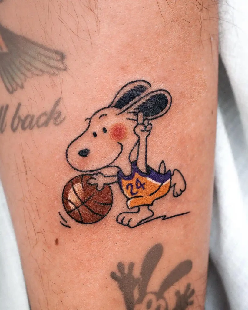 Basketball Snoopy Lakers Tribute on Arm