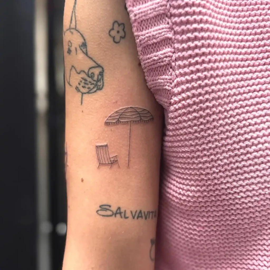Beach Chair and Umbrella on Upper Arm