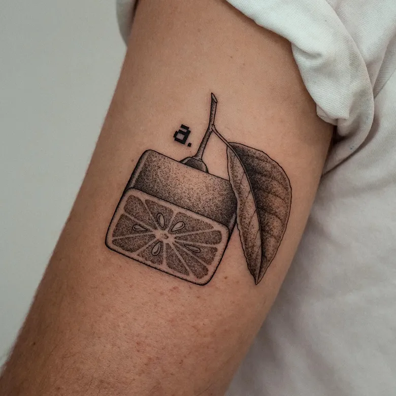 Blackwork Lemon Soap Tattoo