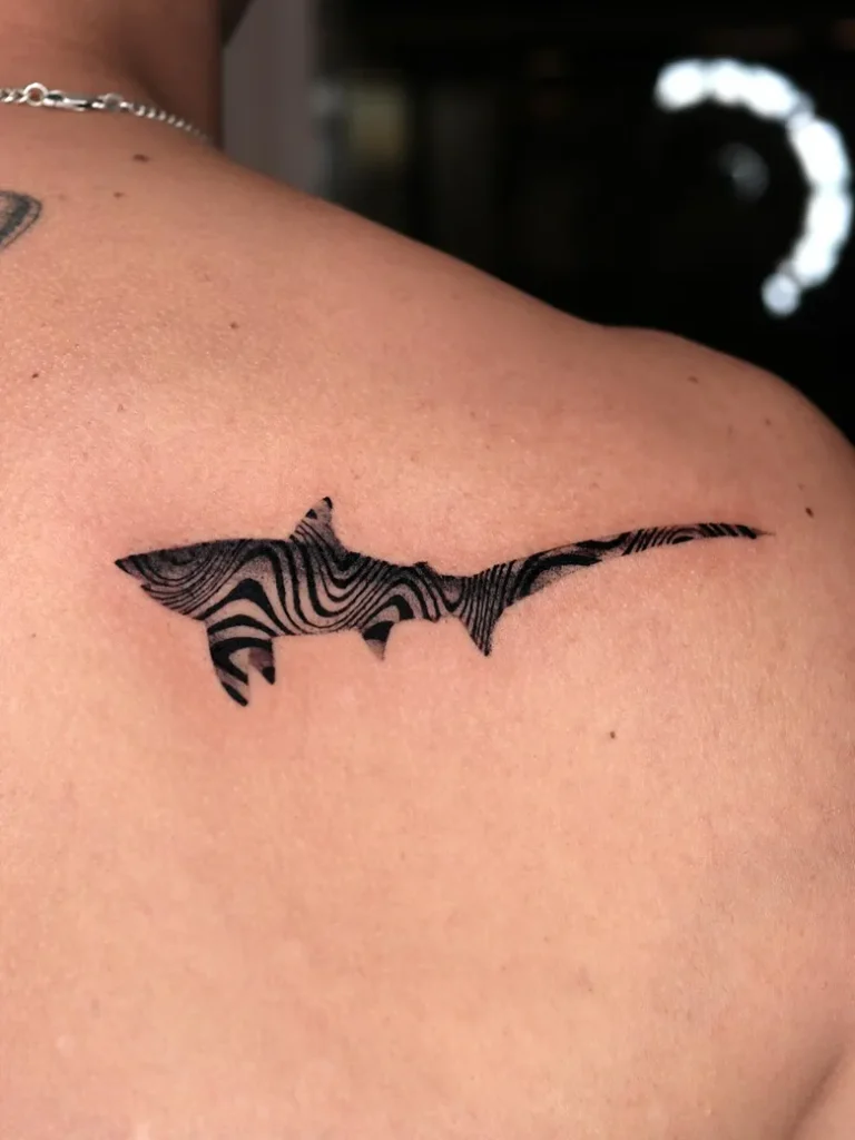 Blackwork Minimal Shark Silhouette Tattoo