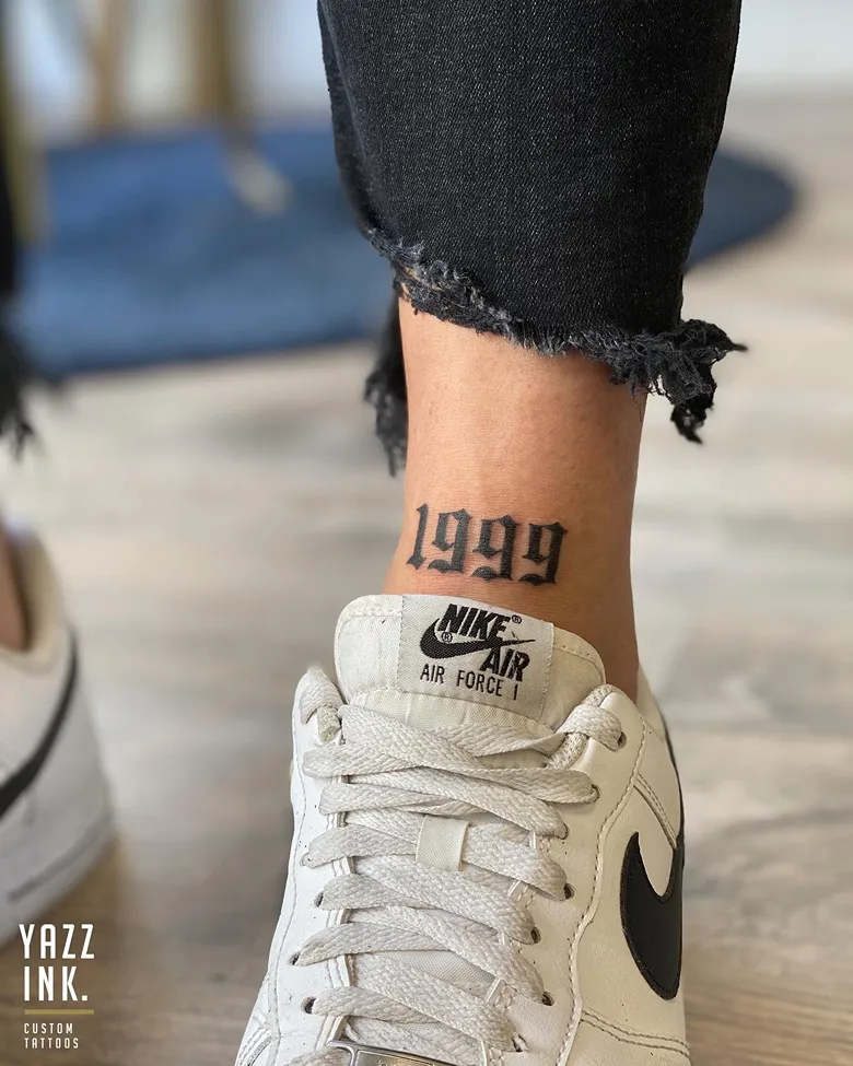 Bold Ankle 1999 Birth Year Tattoo