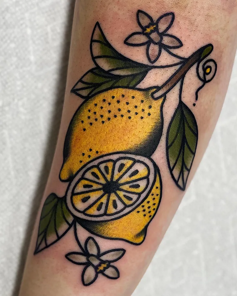 Bold Botanical Lemon Tattoo