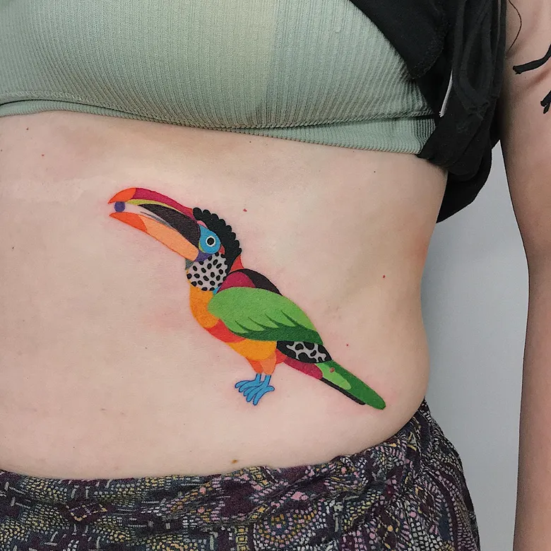 Bold Colorful Toucan Tattoo