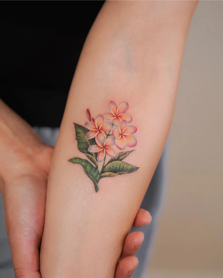 Botanical Cluster Plumeria Tattoo