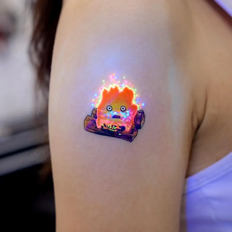 Calcifer Fire Spirit UV Tattoo