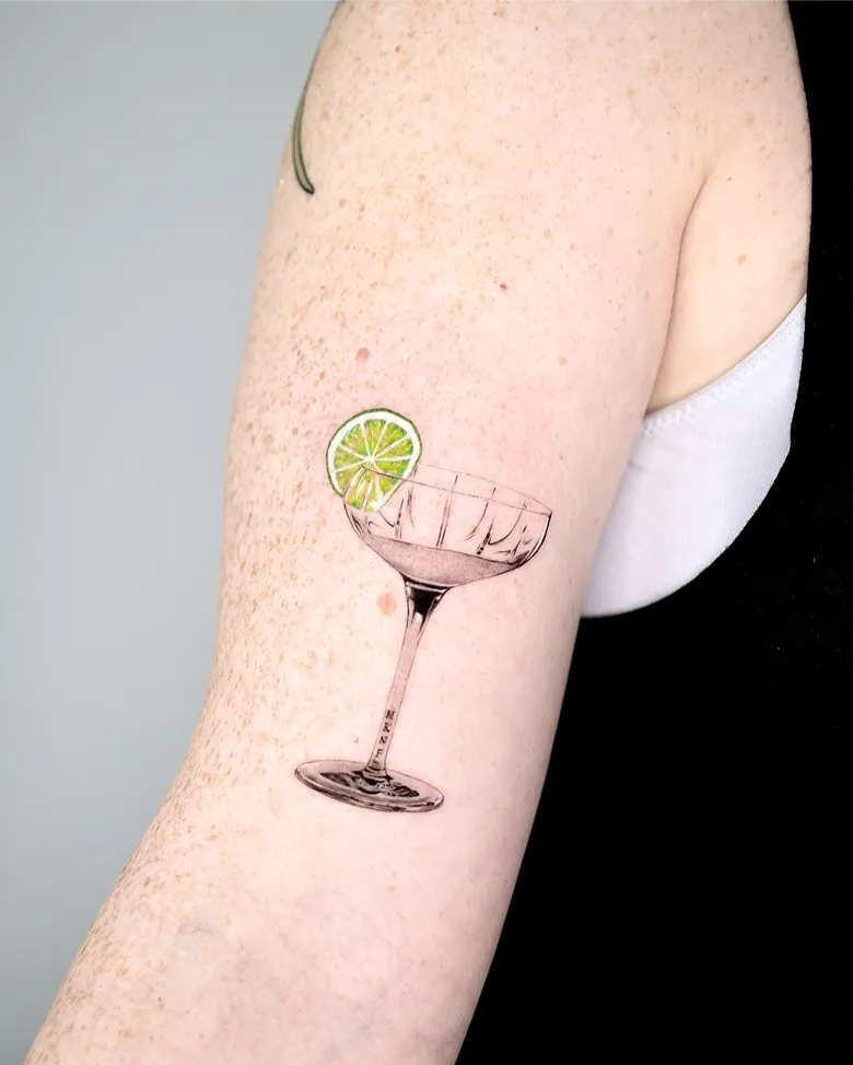 Chic Martini Glass Lime Tattoo