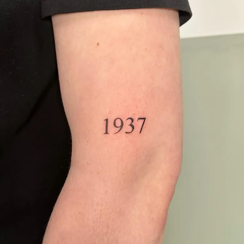 Classic 1937 Birth Year Tattoo on the Arm
