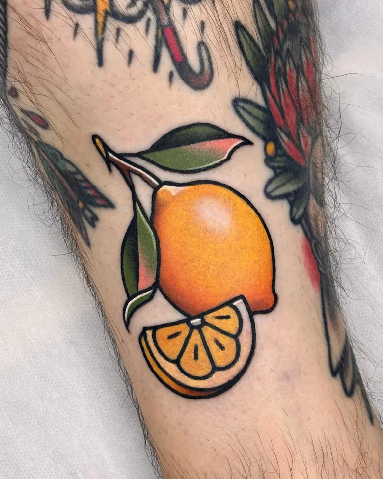 Classic Lemon Slice Tattoo
