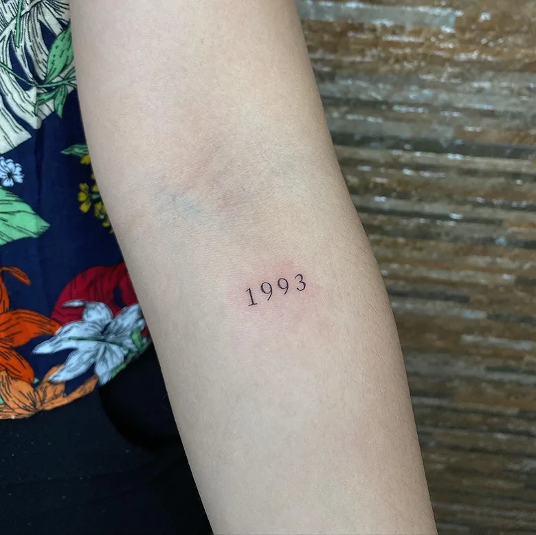 Clean Minimal 1993 Birth Year Tattoo