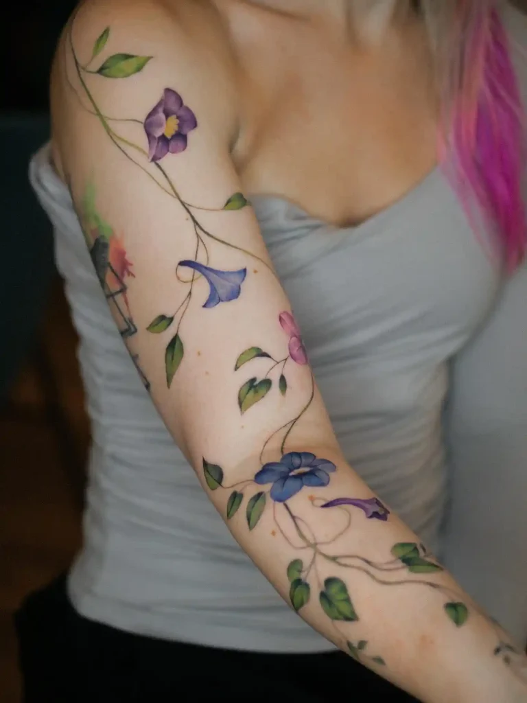 Colorful Floral Vine on Full Arm
