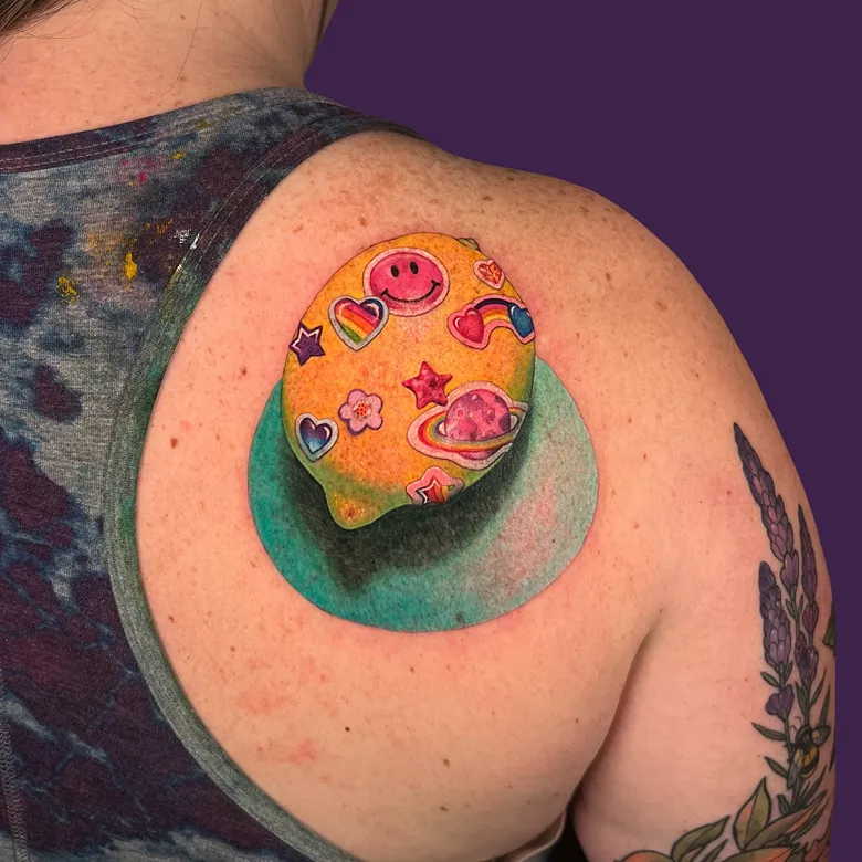 Colorful Sticker Lemon Tattoo