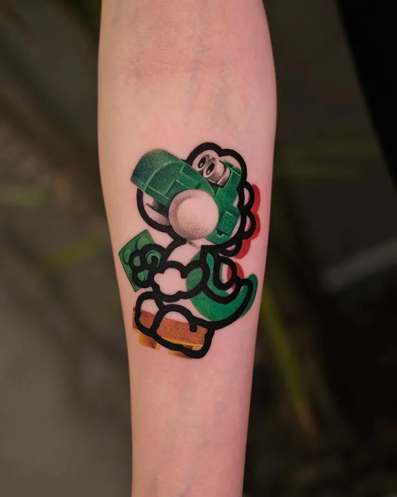 Creative Yoshi Lego Tattoo Mashup