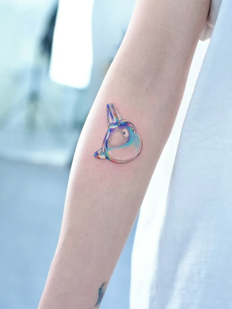 Cute Chrome Totoro Glass Tattoo