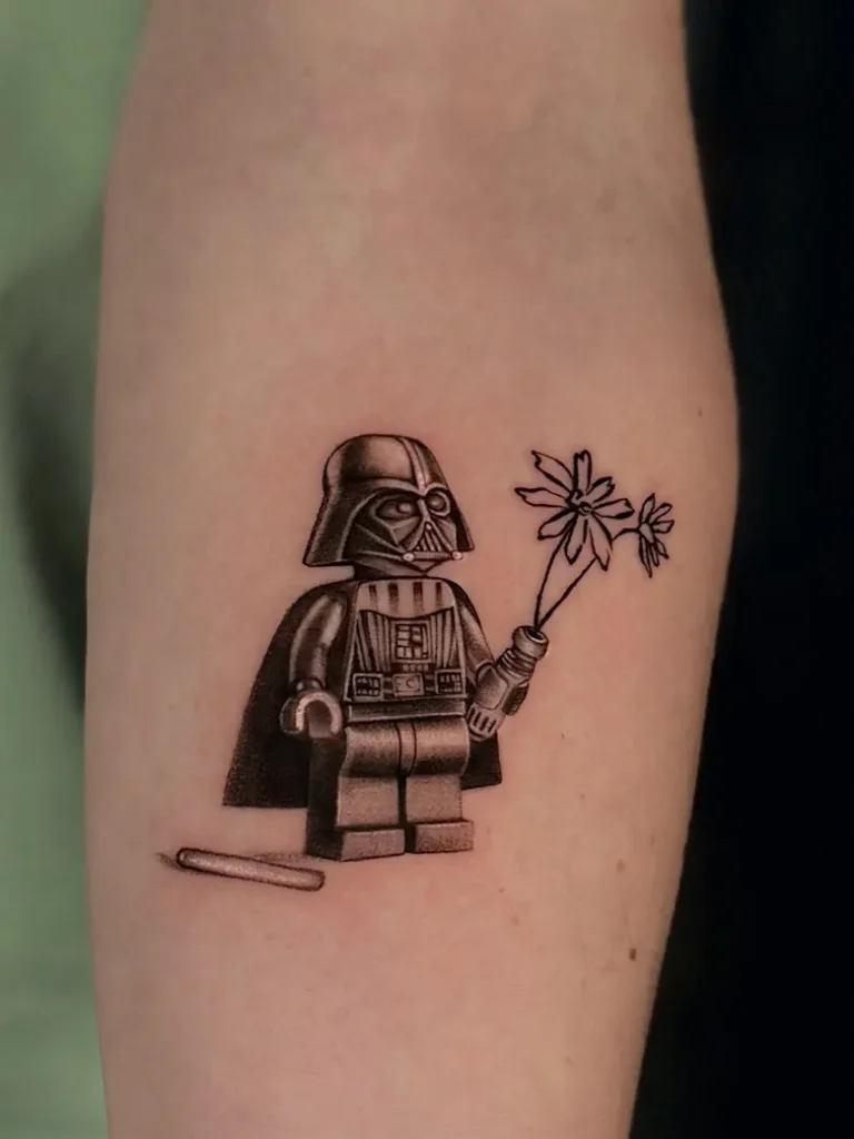 Darth Vader Lego Tattoo With Flower Twist