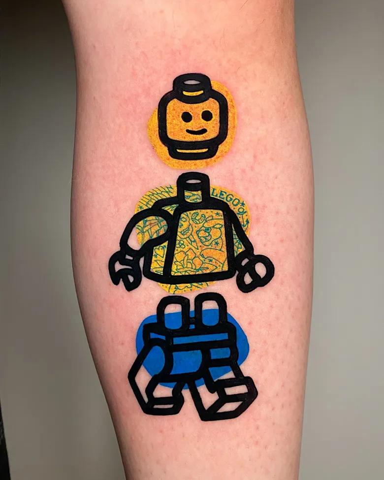 Deconstructed Color Pop Lego Tattoo