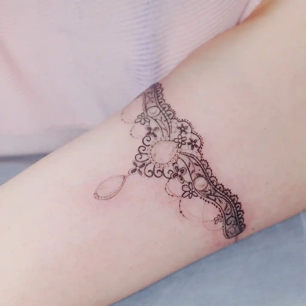 Delicate Floral Lace Band on Inner Arm
