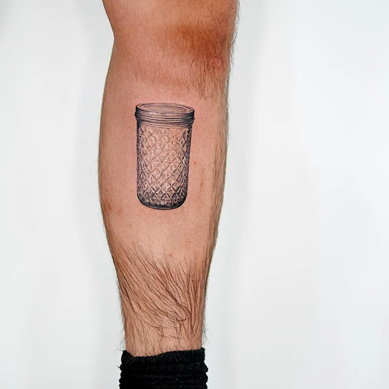 Detailed Fine Line Mason Glass Jar Tattoo
