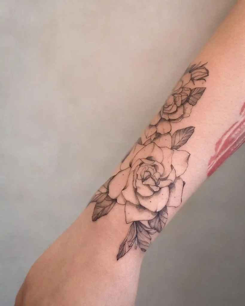 Detailed Gardenia Blooms on Inner Forearm